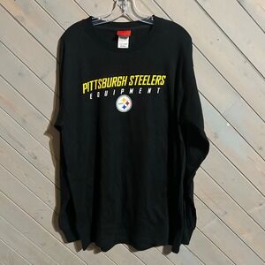 Pittsburgh Steelers Equipment Reebok Black Long Sleeve T-Shirt‎ Mens M Tall